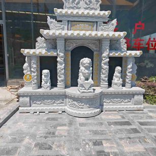 渭南芝麻白中国黑石材套墓 花岗岩墓碑